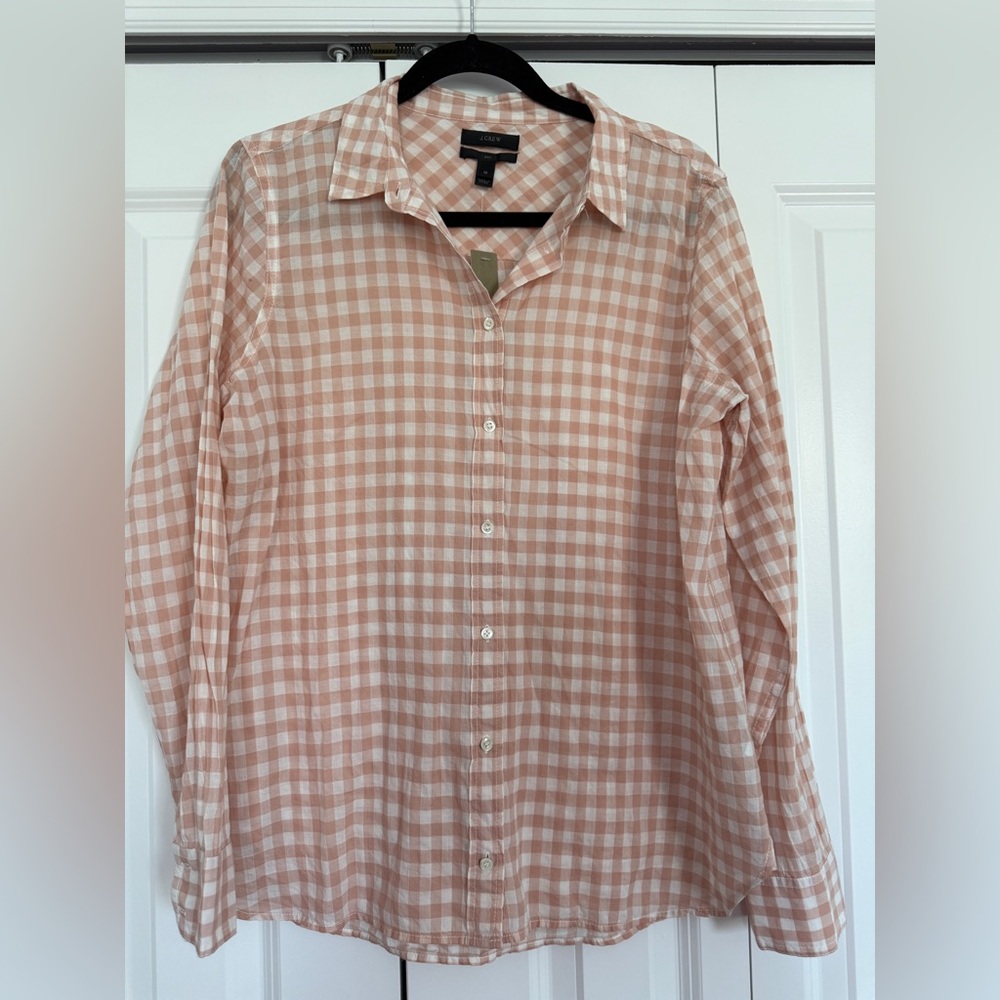 NWT J. Crew Women's Gingham Long Sleeve Button Down Boy Fit Shirt